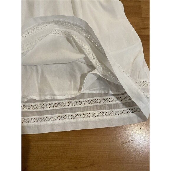 J Crew White Crochet V-Neck Pleated Cottage‎ Core Lined Dress - Size S - Picture 13 of 16